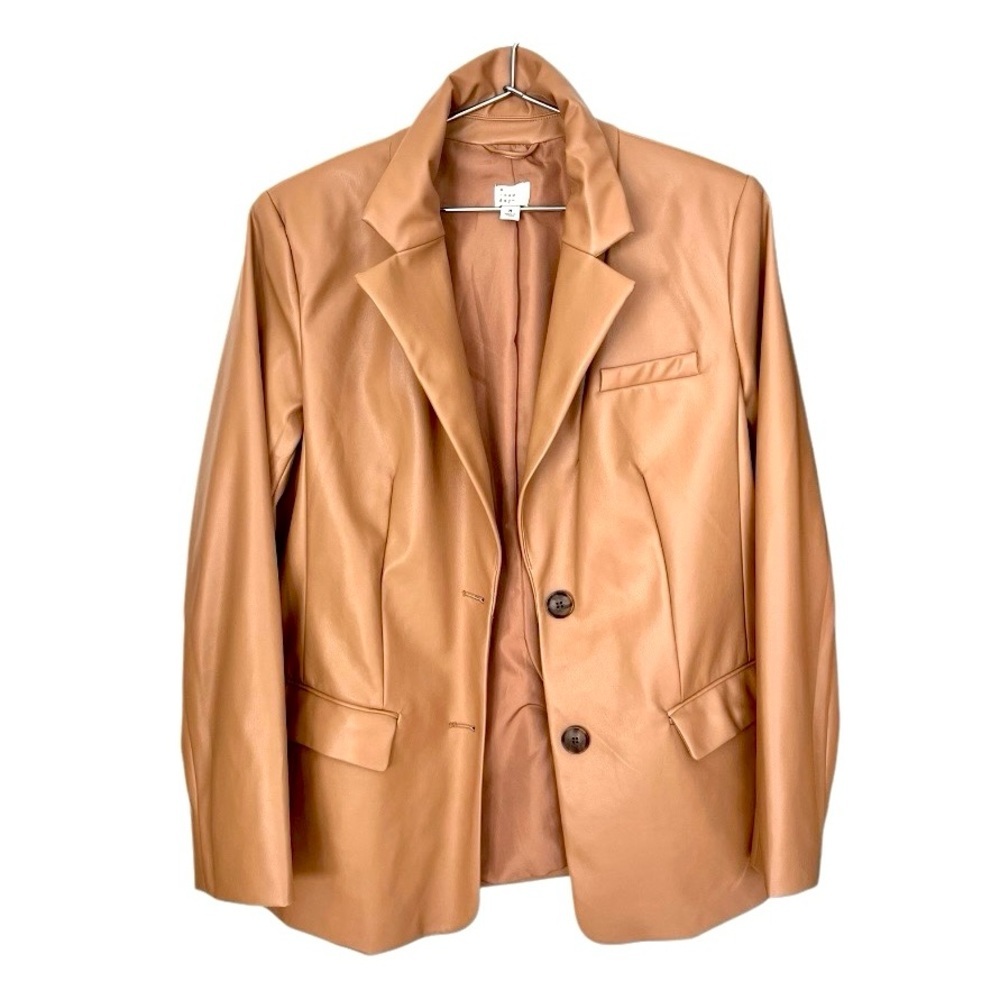 A New Day | Tan Oversized Blazer | Faux Leather Jacket | Women’s Size Medium